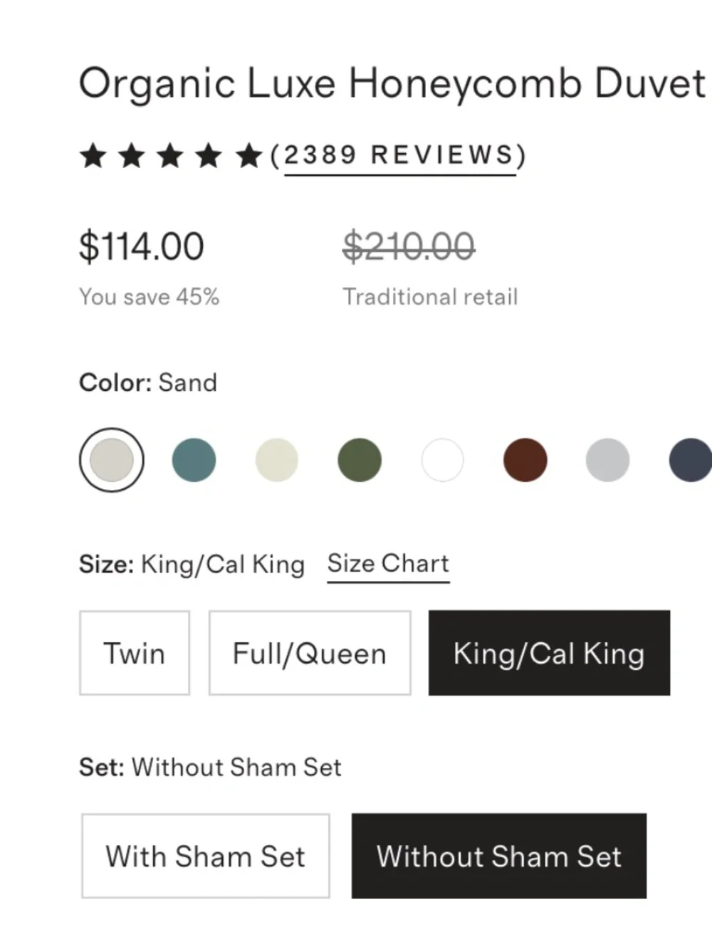 Quince Organic Luxe Honeycomb Duvet Cover King Sand Tan